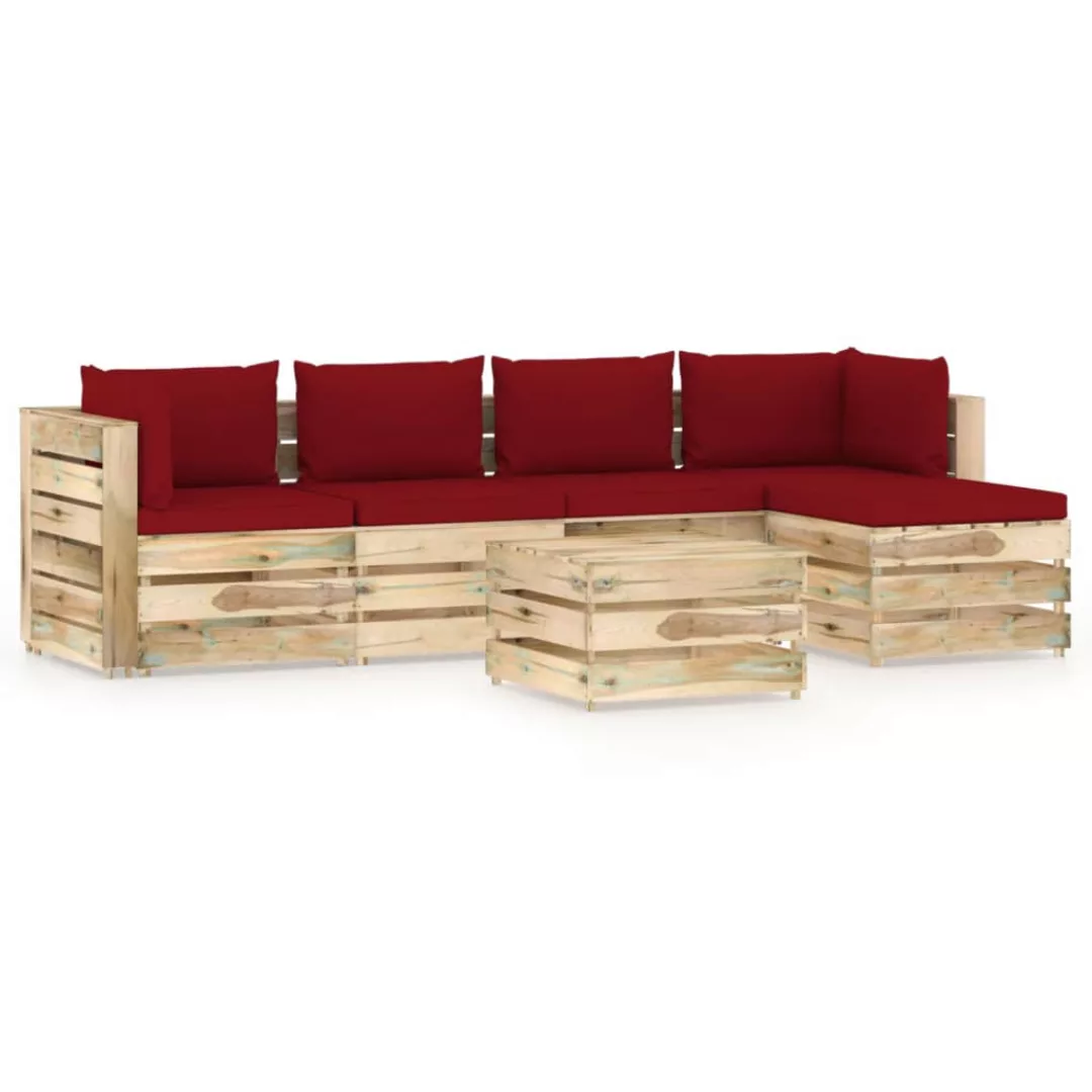 6-tlg. Garten-lounge-set Mit Kissen Grün Imprägniertes Holz günstig online kaufen