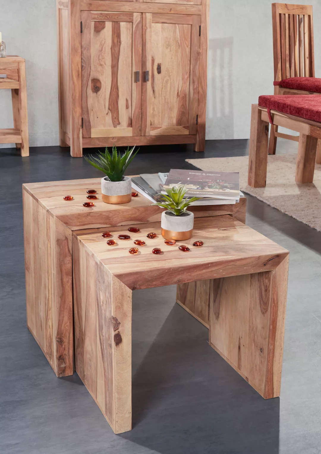 Gutmann Factory Satztisch "Inka", aus massivem Sheesham Holz günstig online kaufen