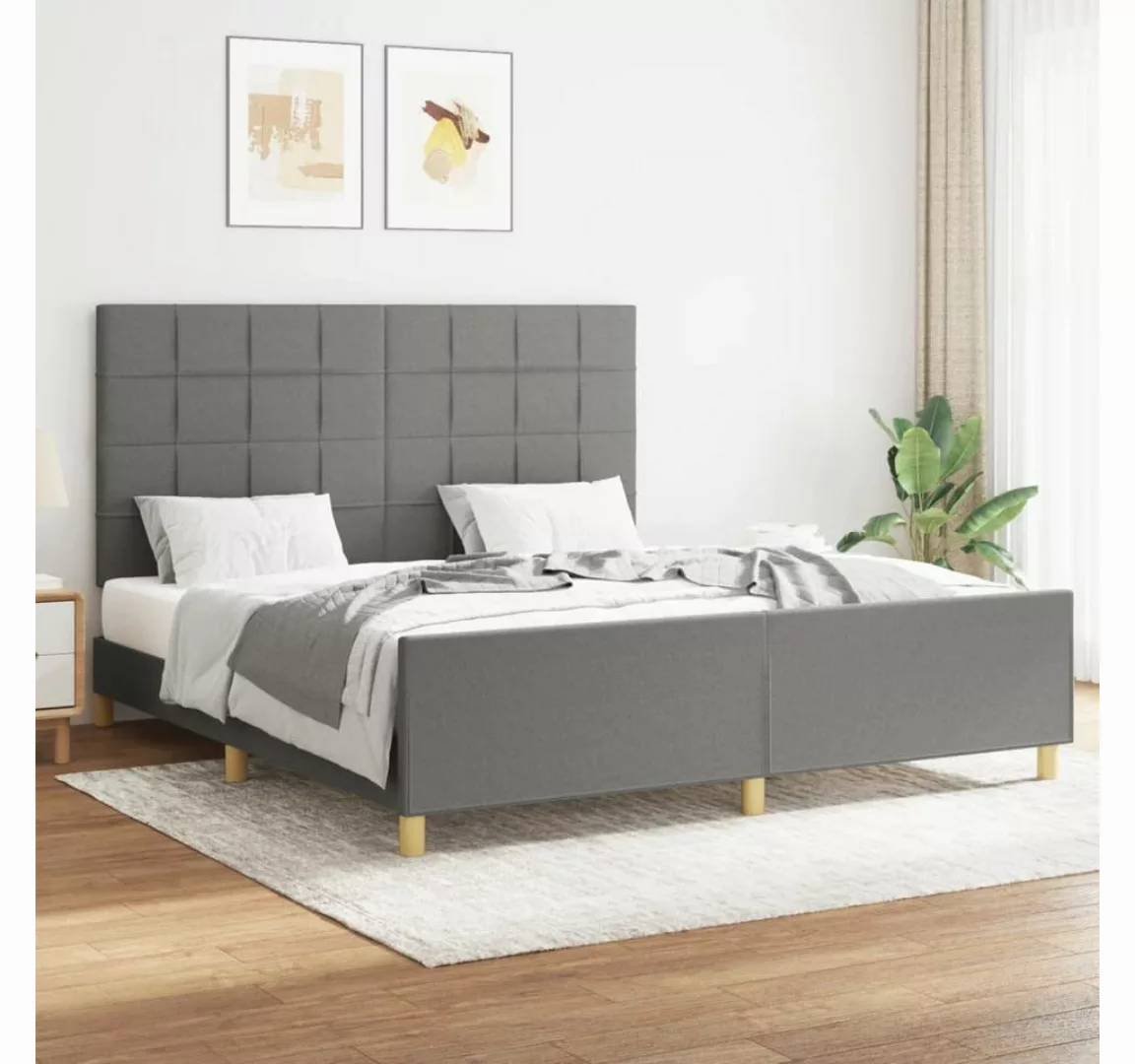 furnicato Bett Bettgestell mit Kopfteil Dunkelgrau 160x200 cm Stoff günstig online kaufen