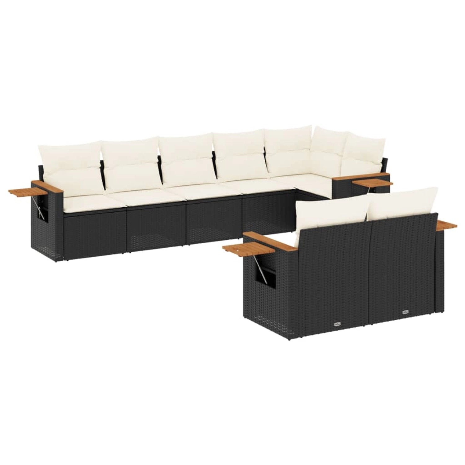 vidaXL 8-Tlg Garten-Sofagarnitur mit Kissen Schwarz Poly Rattan 3226987 günstig online kaufen