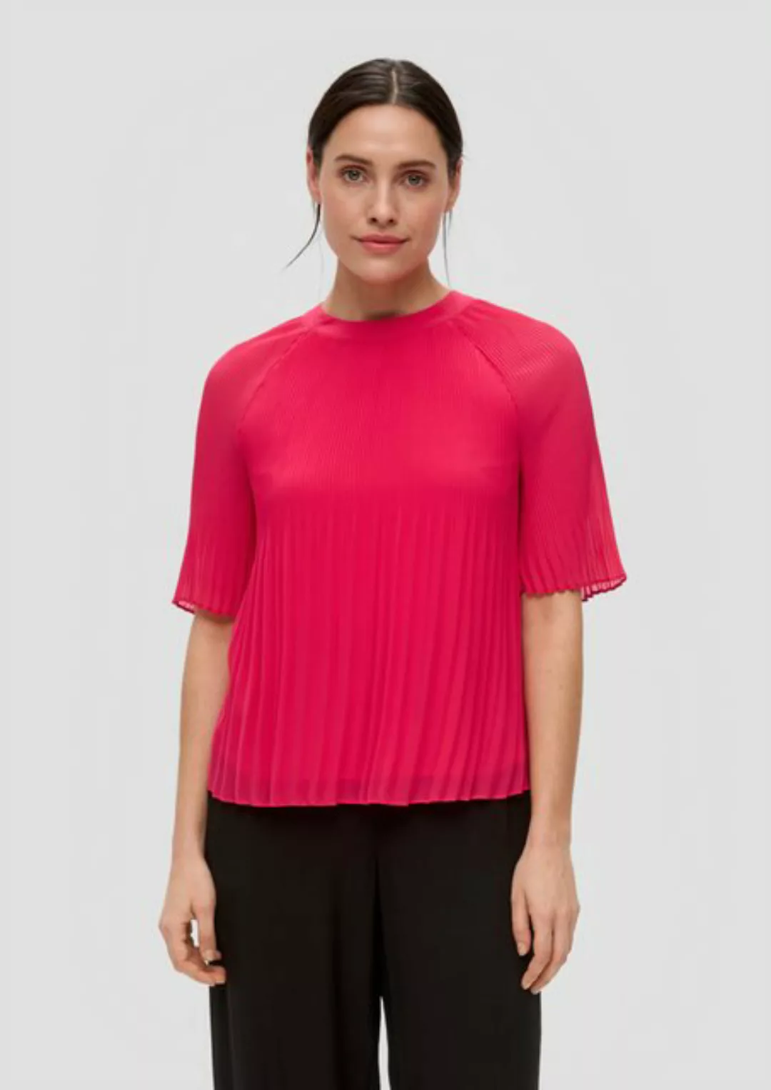 s.Oliver BLACK LABEL Kurzarmbluse Chiffonbluse mit Raffung Raffung günstig online kaufen