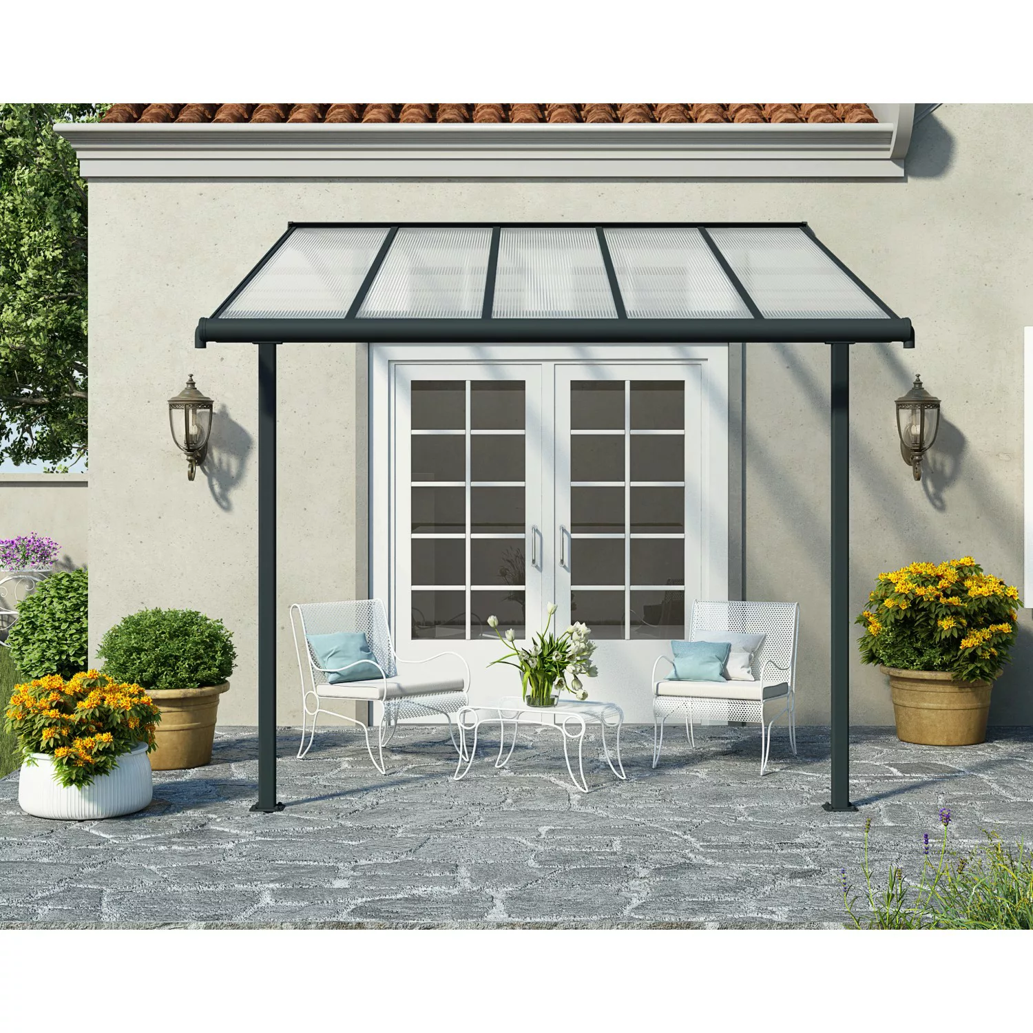 Palram - Canopiaa Terrassenüberdachung Sierra 314 cm x 295 cm Grau günstig online kaufen