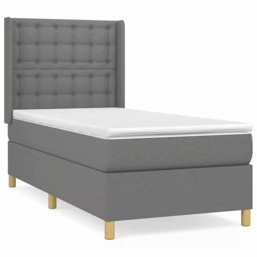 vidaXL Boxspringbett Boxspringbett mit Matratze Dunkelgrau 80x200 cm Stoff günstig online kaufen