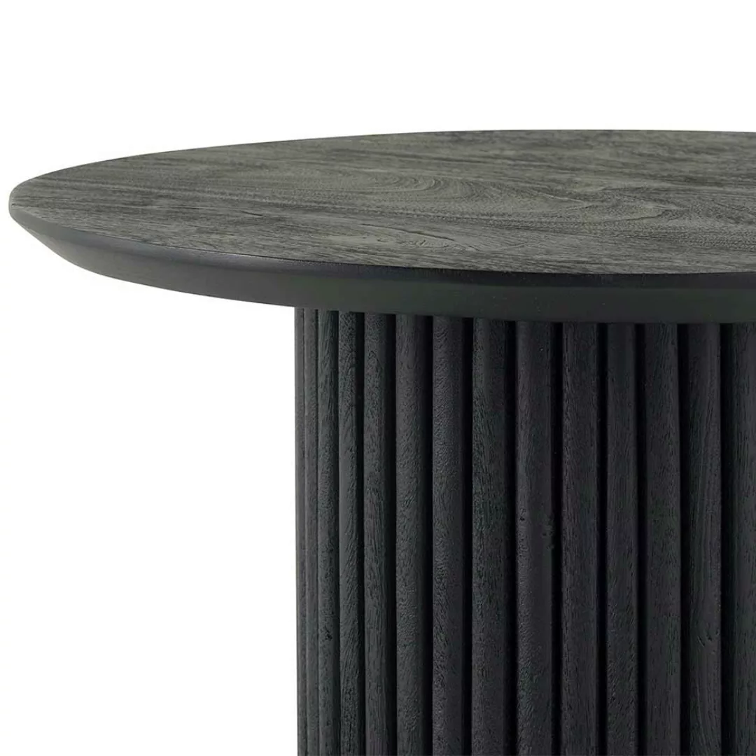 Couchtisch schwarz massiv in modernem Design runder Tischplatte günstig online kaufen