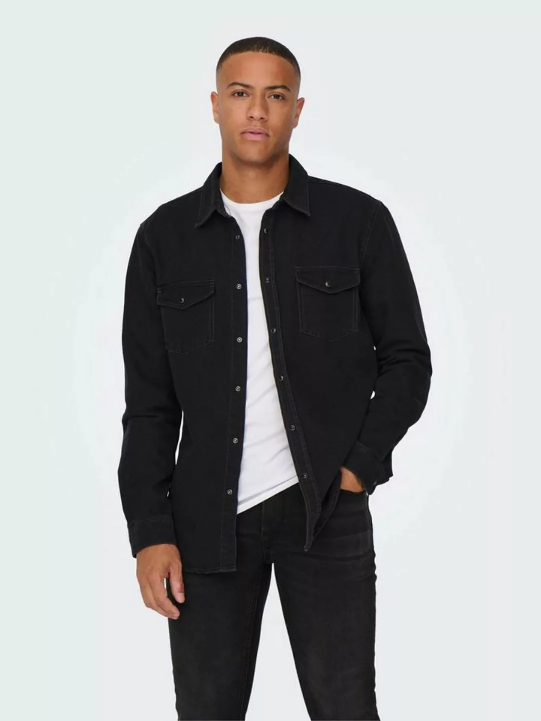 Only & Sons Herren Freizeit Hemd ONSBANE DENIM - Regular Fit günstig online kaufen