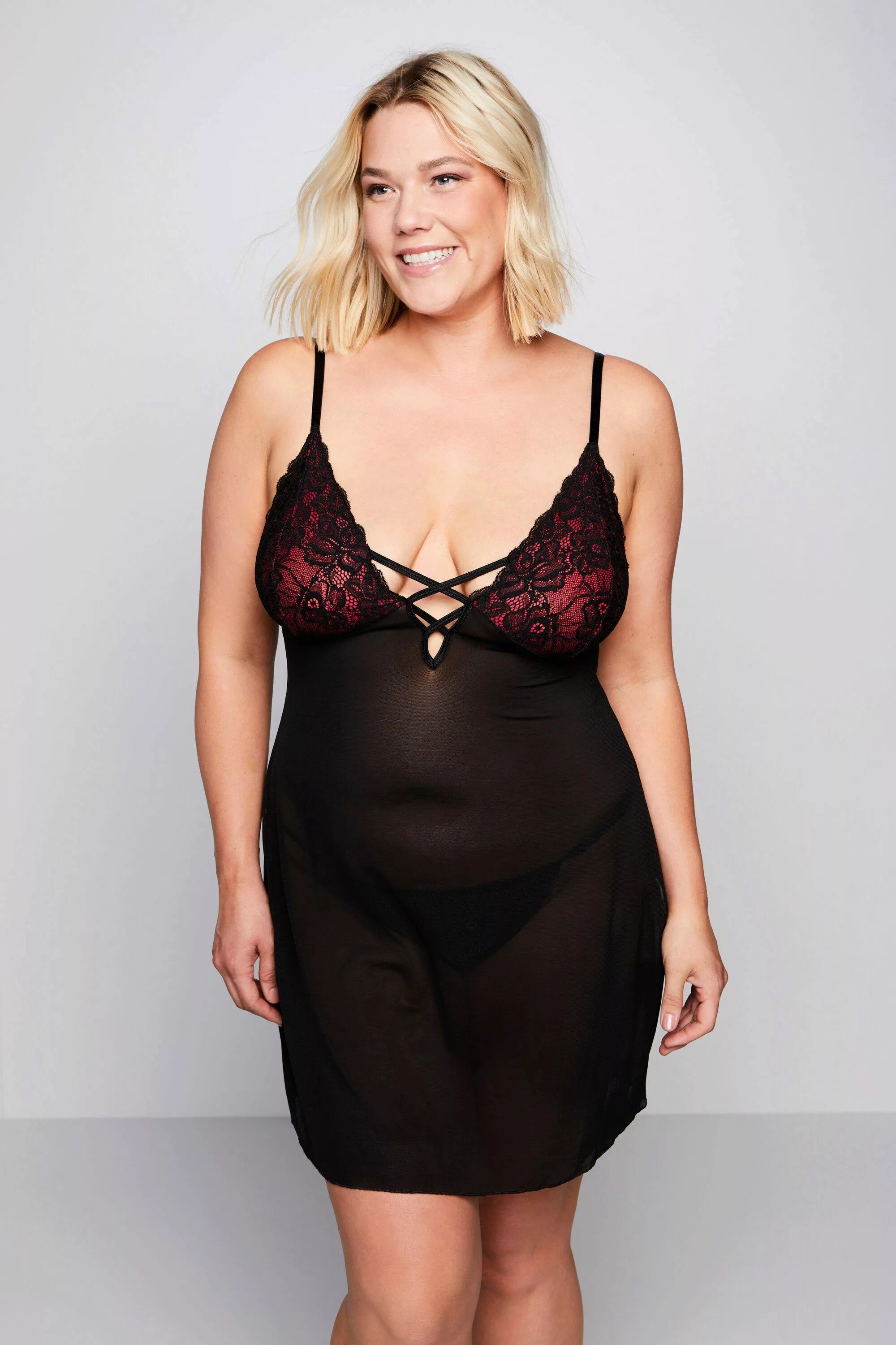Ulla Popken Nachthemd 2er-Pack Négligé V-Ausschnitt günstig online kaufen