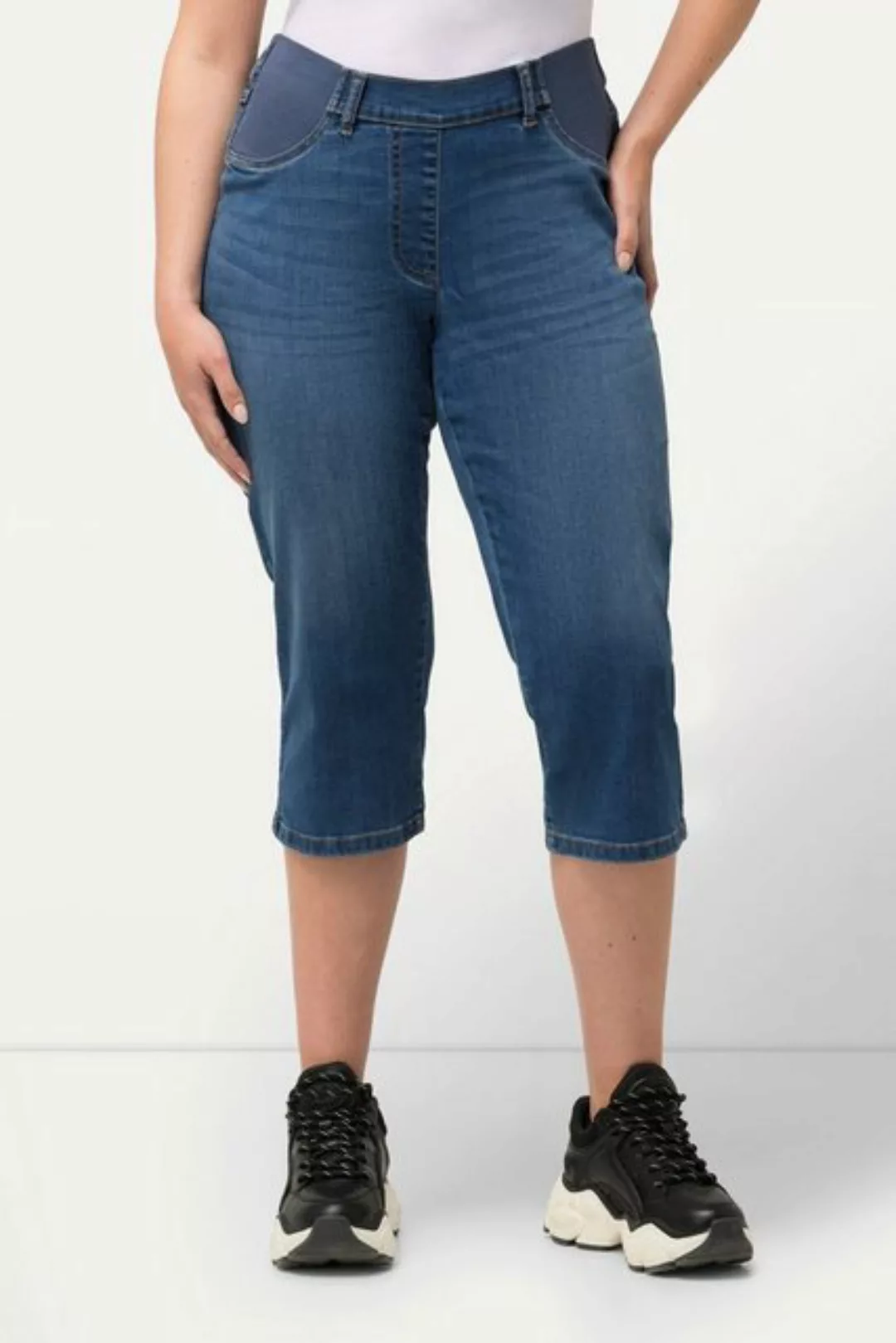 Ulla Popken 5-Pocket-Jeans Capri-Jeans Sienna schmales Bein Elastikbund günstig online kaufen