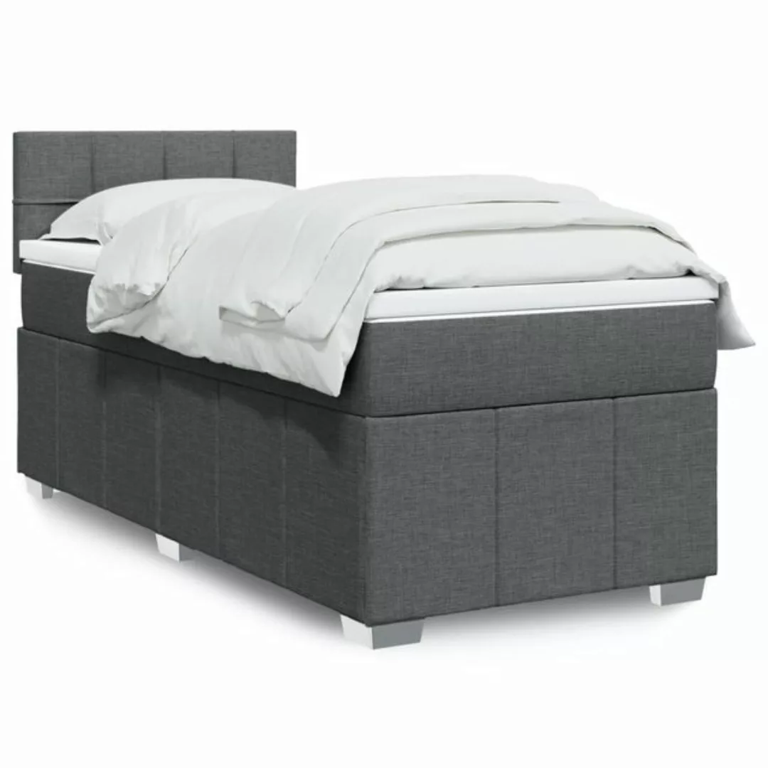 vidaXL Boxspringbett, Boxspringbett mit Matratze Dunkelgrau 90x200 cm Stoff günstig online kaufen