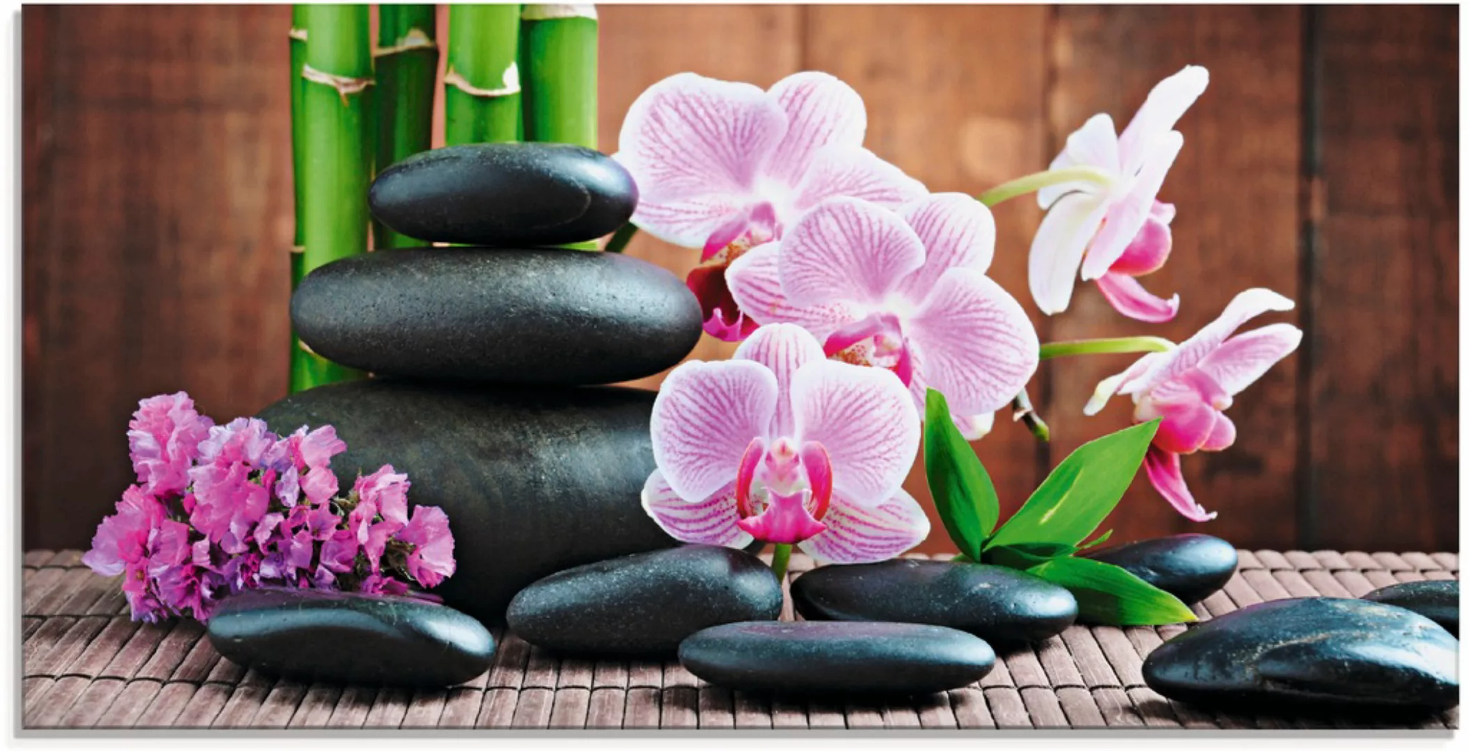 Artland Glasbild "Spa Konzept Zen Steinen Orchideen", Zen, (1 St.), in vers günstig online kaufen