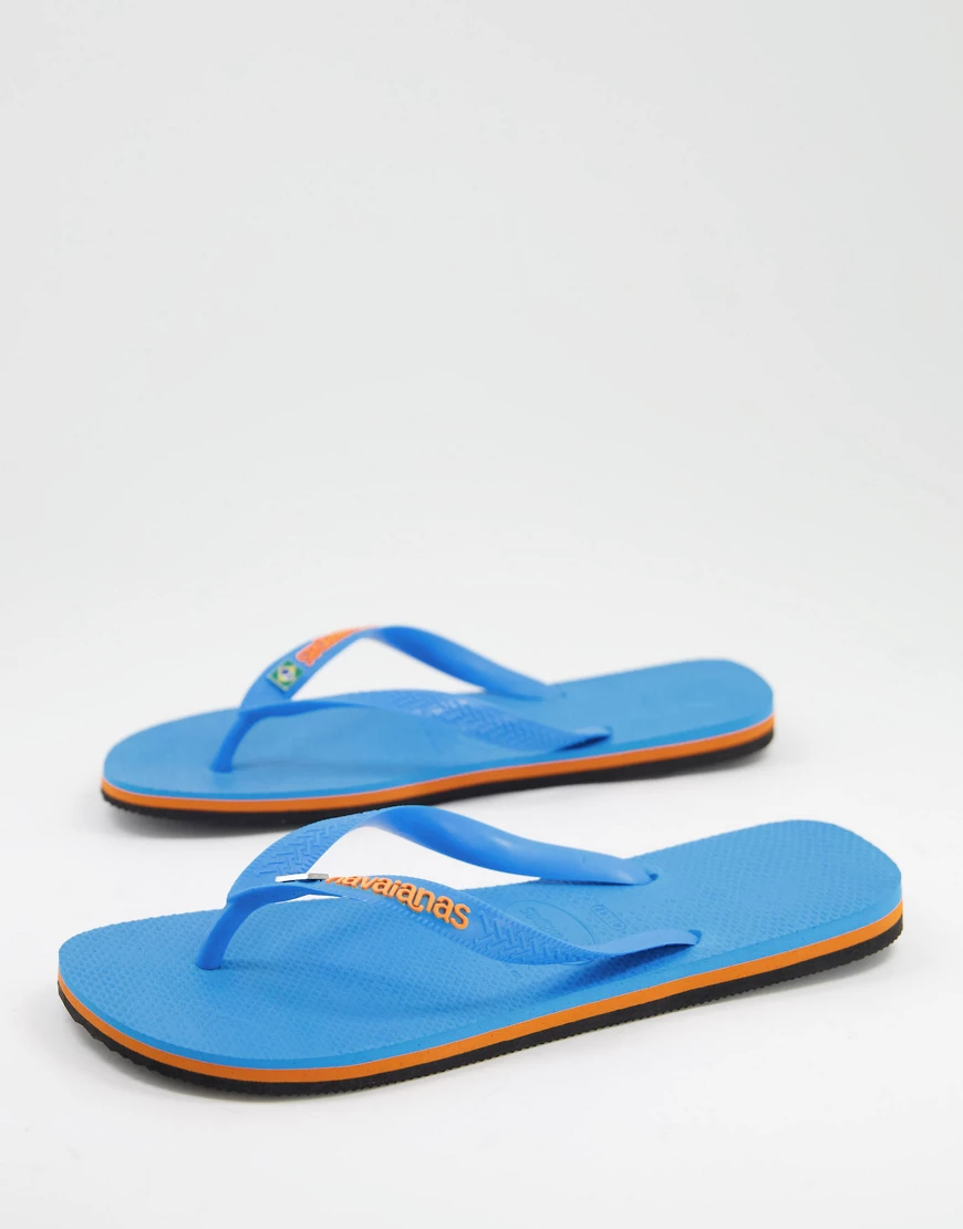 Havaianas – Brasil – Zehenstegsandalen in Hellblau mit Schichten-Detail günstig online kaufen