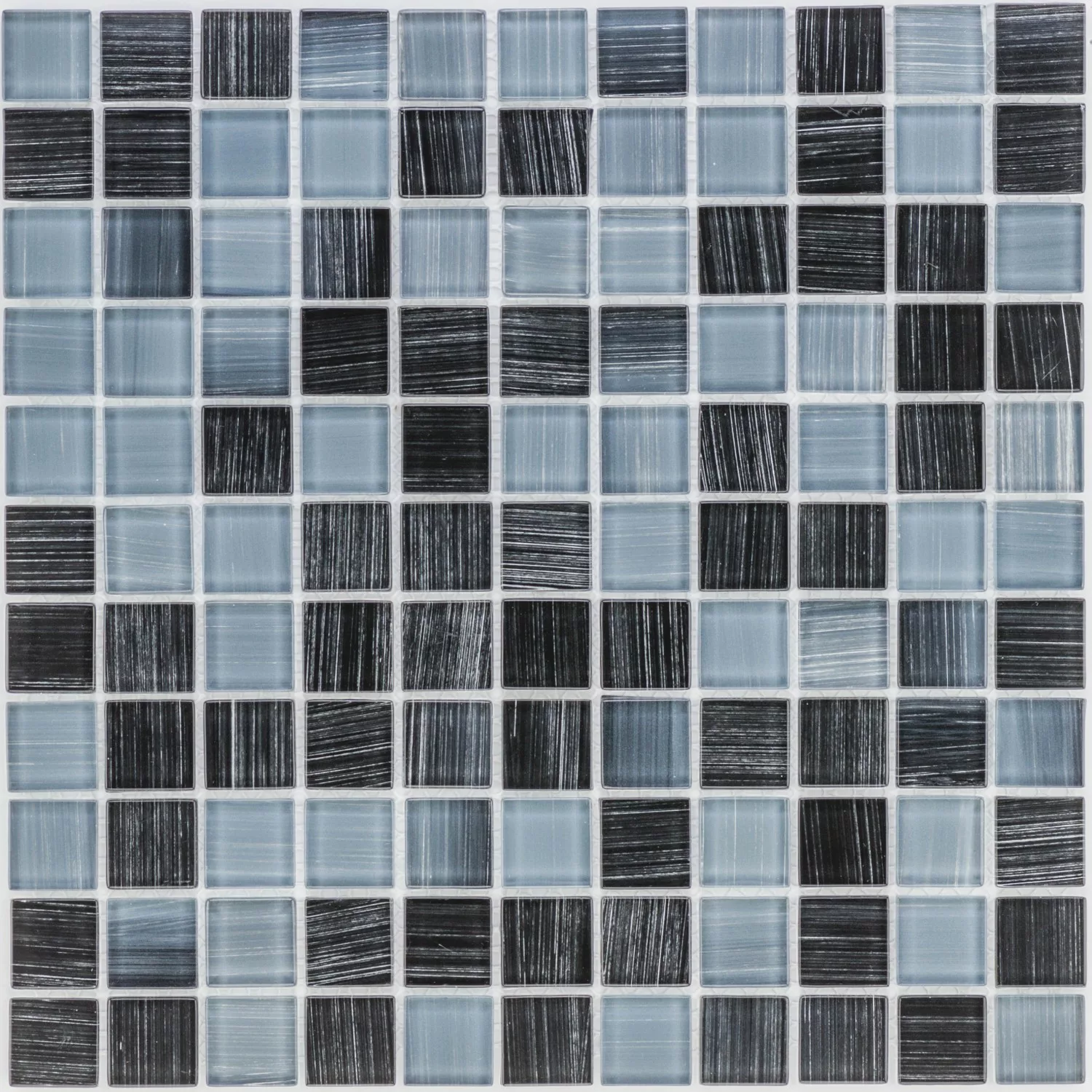Mosaikmatte Glas Grau-Schwarz Gestreift 30 cm x 30 cm günstig online kaufen