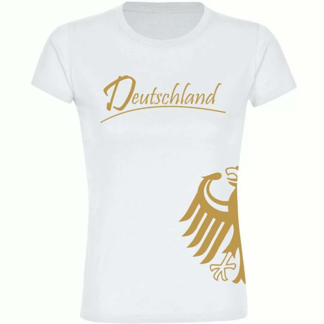 multifanshop T-Shirt Damen Deutschland - Adler seitlich Gold - Frauen günstig online kaufen