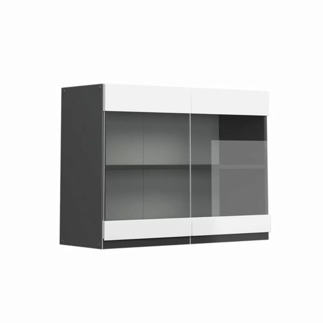 Vicco Glashängeschrank Hängeschrank J-Shape 80 cm Anthrazit/Weiß günstig online kaufen