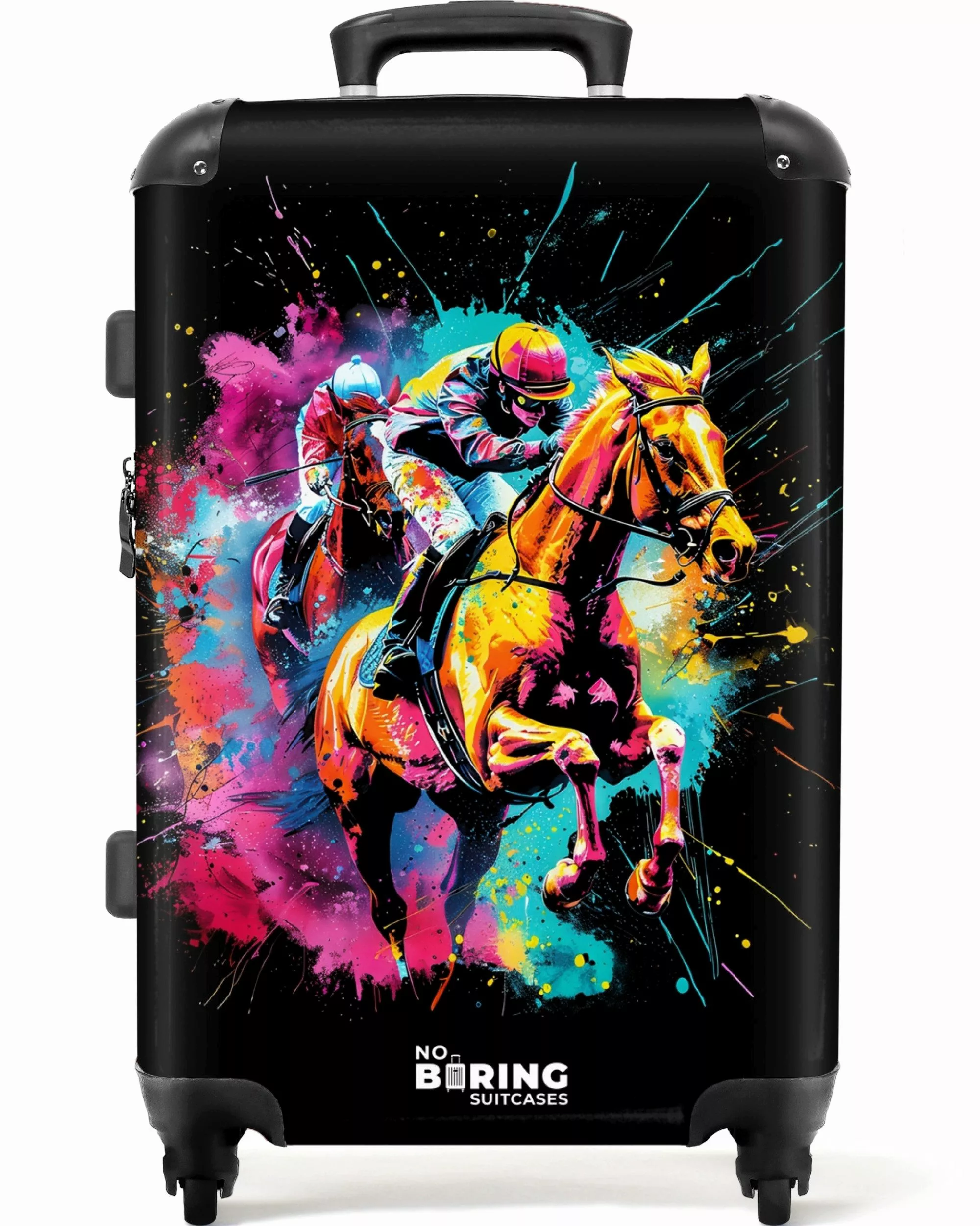 NoBoringSuitcases.com© Hartschalen-Trolley Reiten mit bunten Farben günstig online kaufen