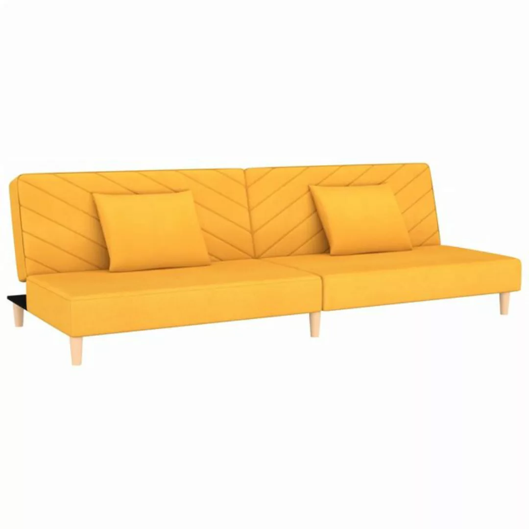 vidaXL Sofa Schlafsofa 2-Sitzer mit 2 Kissen Gelb Stoff günstig online kaufen