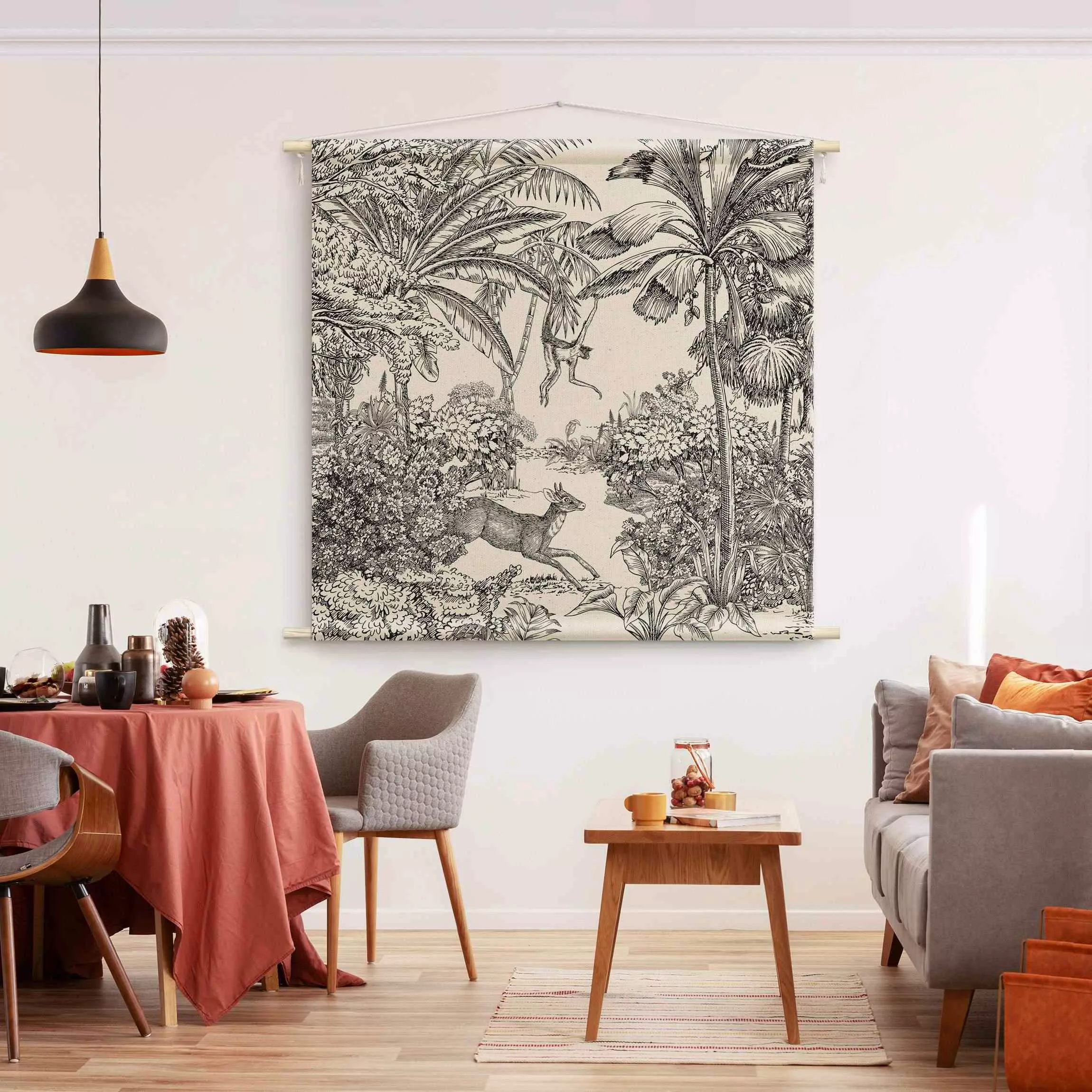 Wandteppich Detaillierte Dschungelzeichnung günstig online kaufen