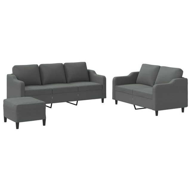 vidaXL Sofa 3-tlg. Sofagarnitur mit Kissen Dunkelgrau Stoff günstig online kaufen