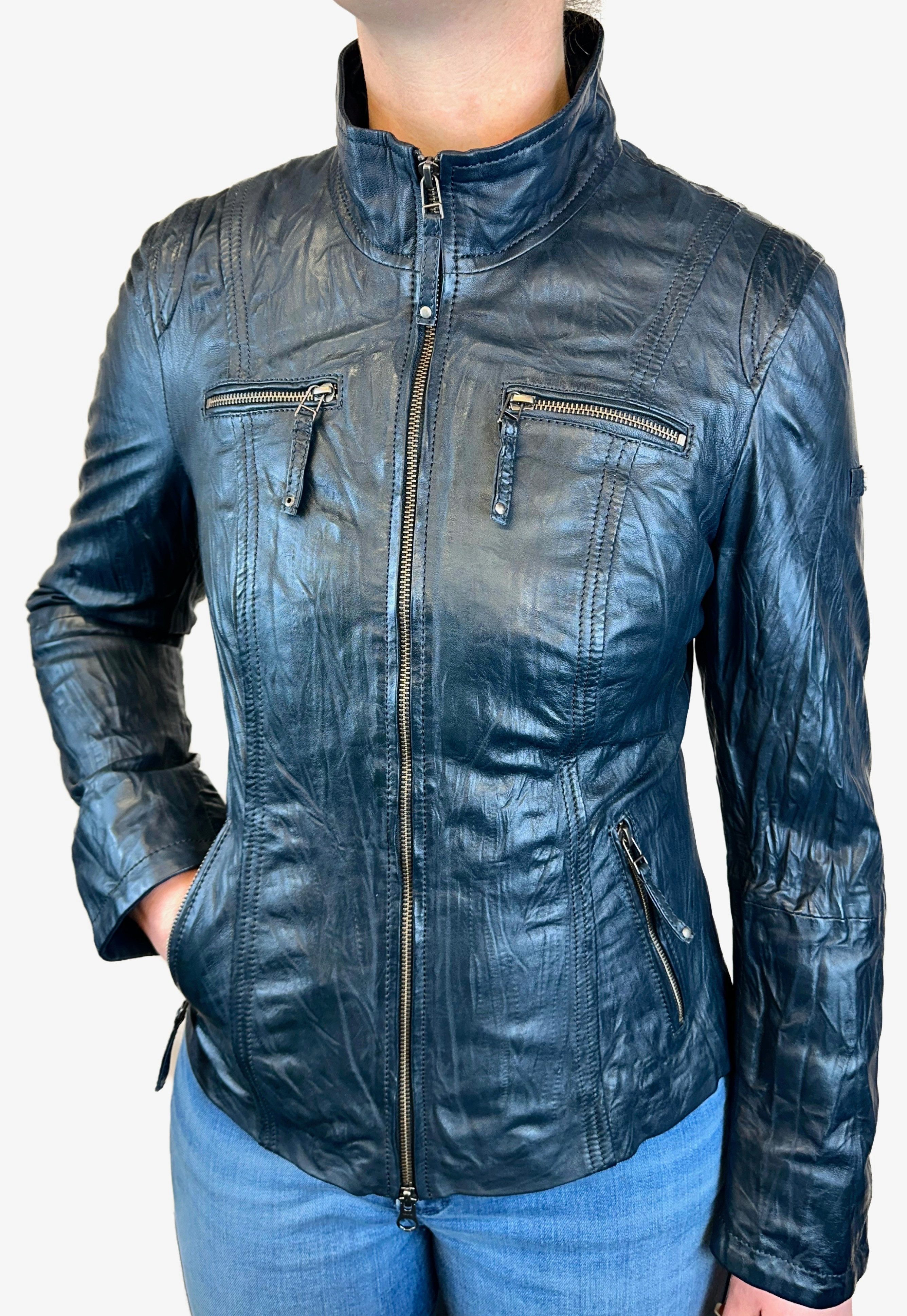 Cabrini Lederjacke aus feinstem Lammnappa Crinkle günstig online kaufen