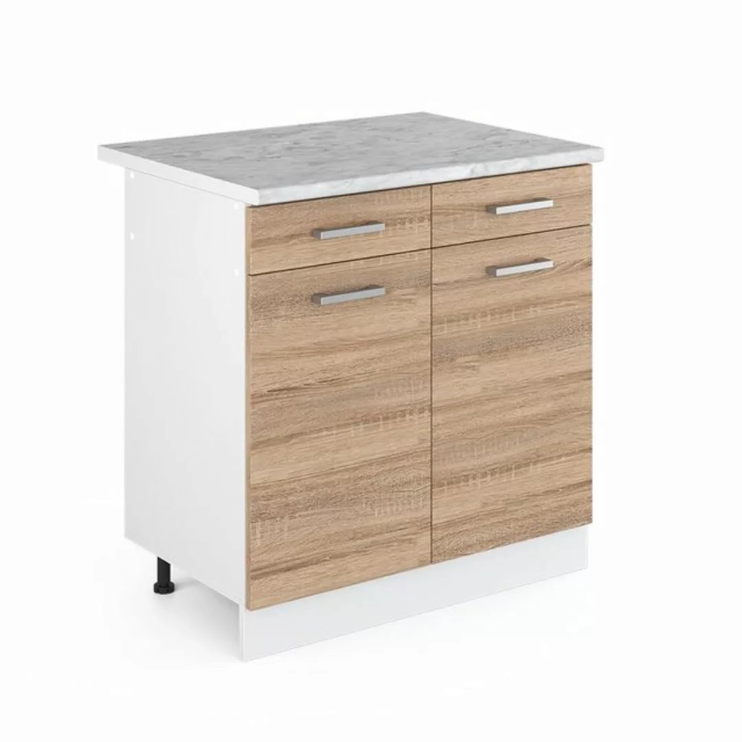 Vicco Unterschrank R-Line, Sonoma/Weiß, 80 cm, AP Marmor günstig online kaufen