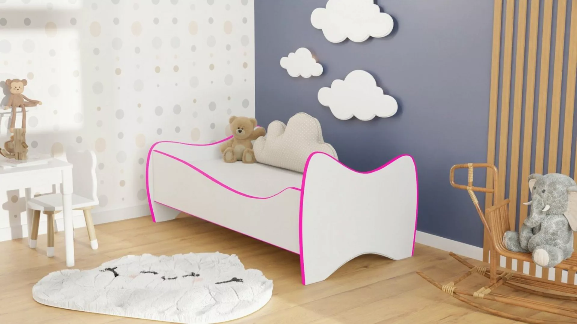Stillerbursch Jugendbett 80x160 Kinderbett Rosa-Weiß mit Matratze Standard günstig online kaufen