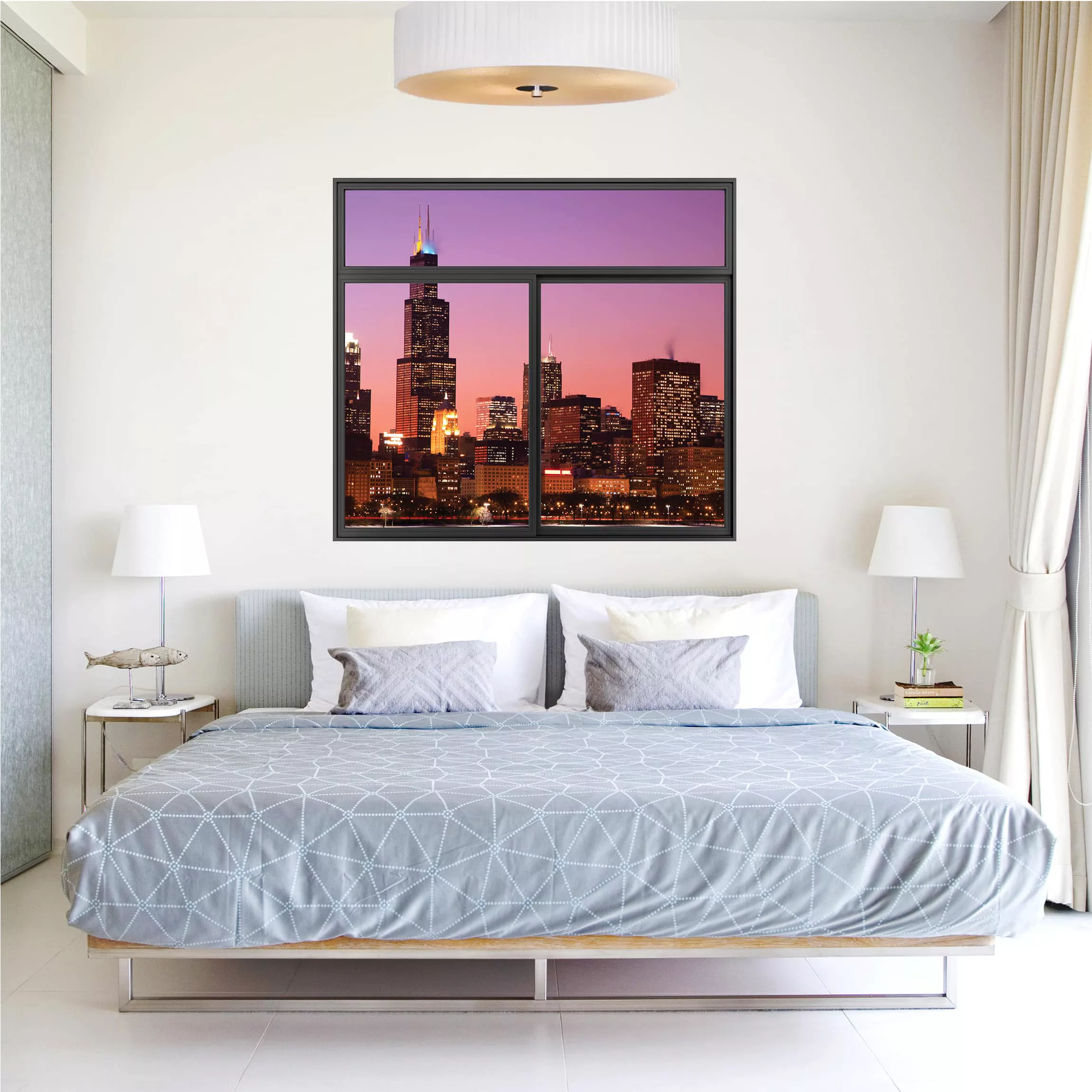 Wandtattoo Fenster Schwarz Chicago Skyline günstig online kaufen