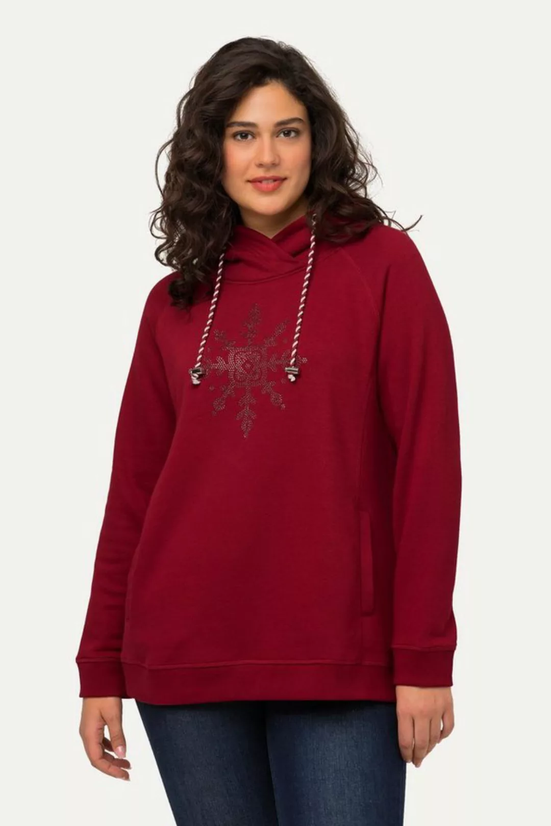 Ulla Popken Sweatshirt Sweatshirt Eisstern Stehkragen Taschen Langarm günstig online kaufen