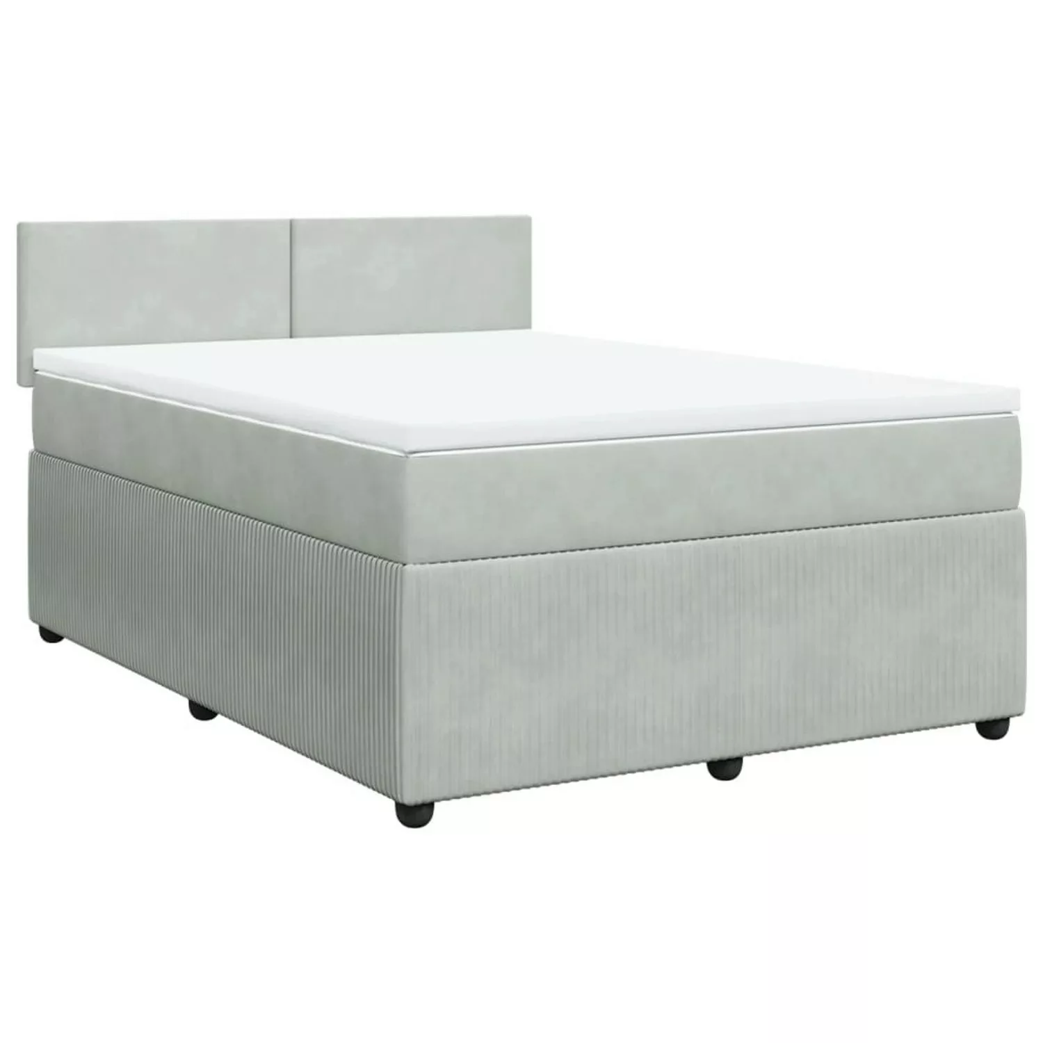 vidaXL Bettgestell Boxspringbett mit Matratze Hellgrau 160x200 cm Samt Bett günstig online kaufen