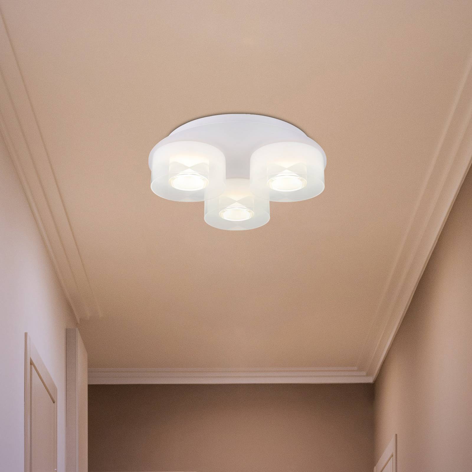 LED-Deckenlampe Belinda, Ø 38 cm, weiß, 3-flg., Glas günstig online kaufen