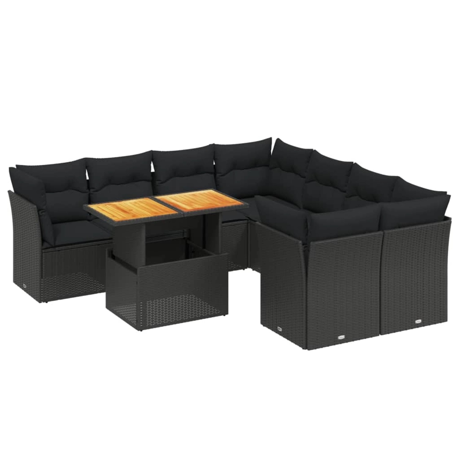 vidaXL 9-Tlg Garten-Sofagarnitur mit Kissen Schwarz Poly Rattan 3270719 günstig online kaufen
