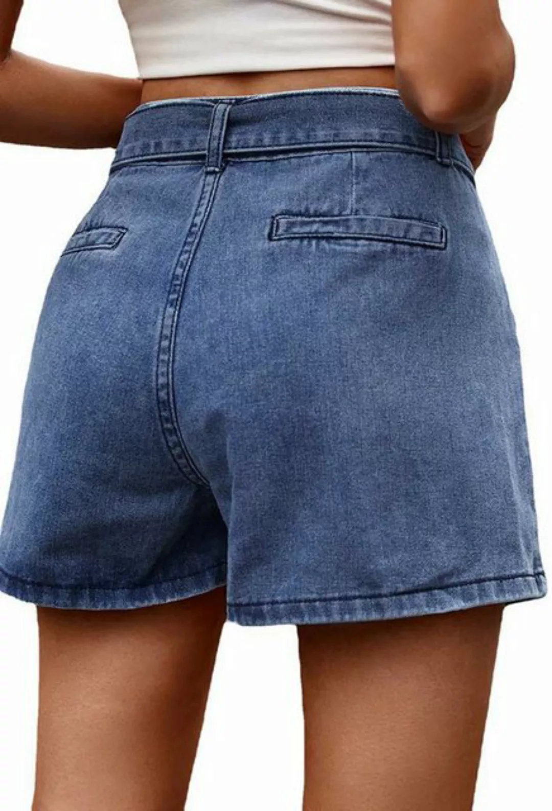 SEGUEN Jeansshorts Vielseitige Denim-Shorts mit hoher Taille zum Binden (Vi günstig online kaufen