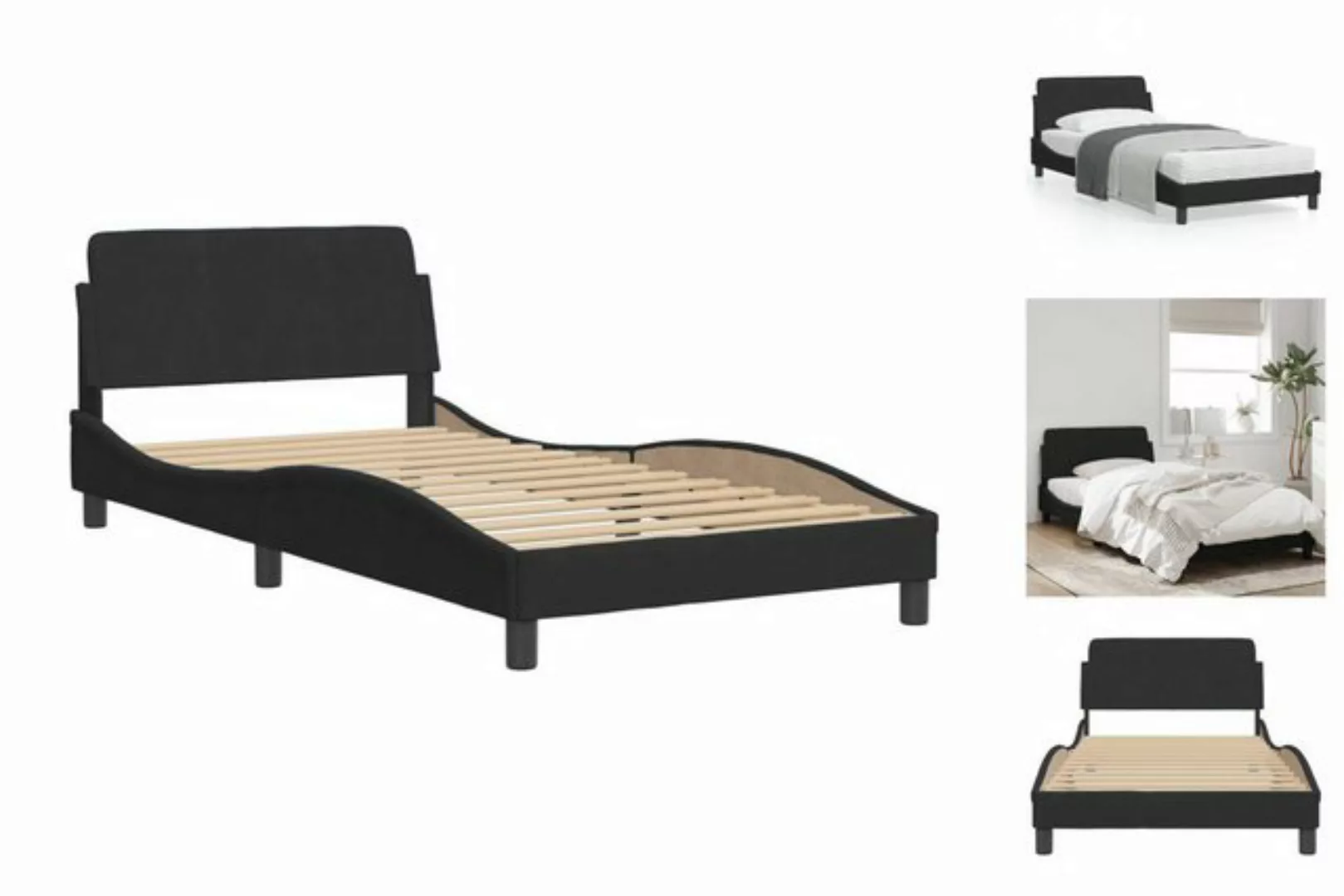 vidaXL Bettgestell Bettgestell mit Kopfteil Schwarz 100x200 cm Samt Bett Be günstig online kaufen