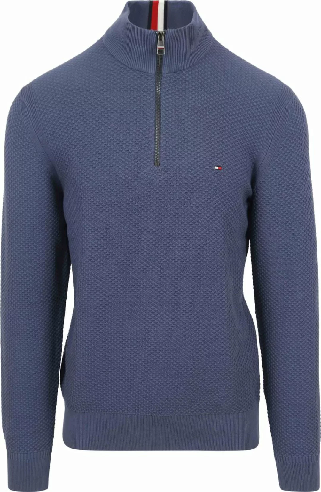 Tommy Hilfiger Half Zip Pullover Struktur Blau - Größe XL günstig online kaufen