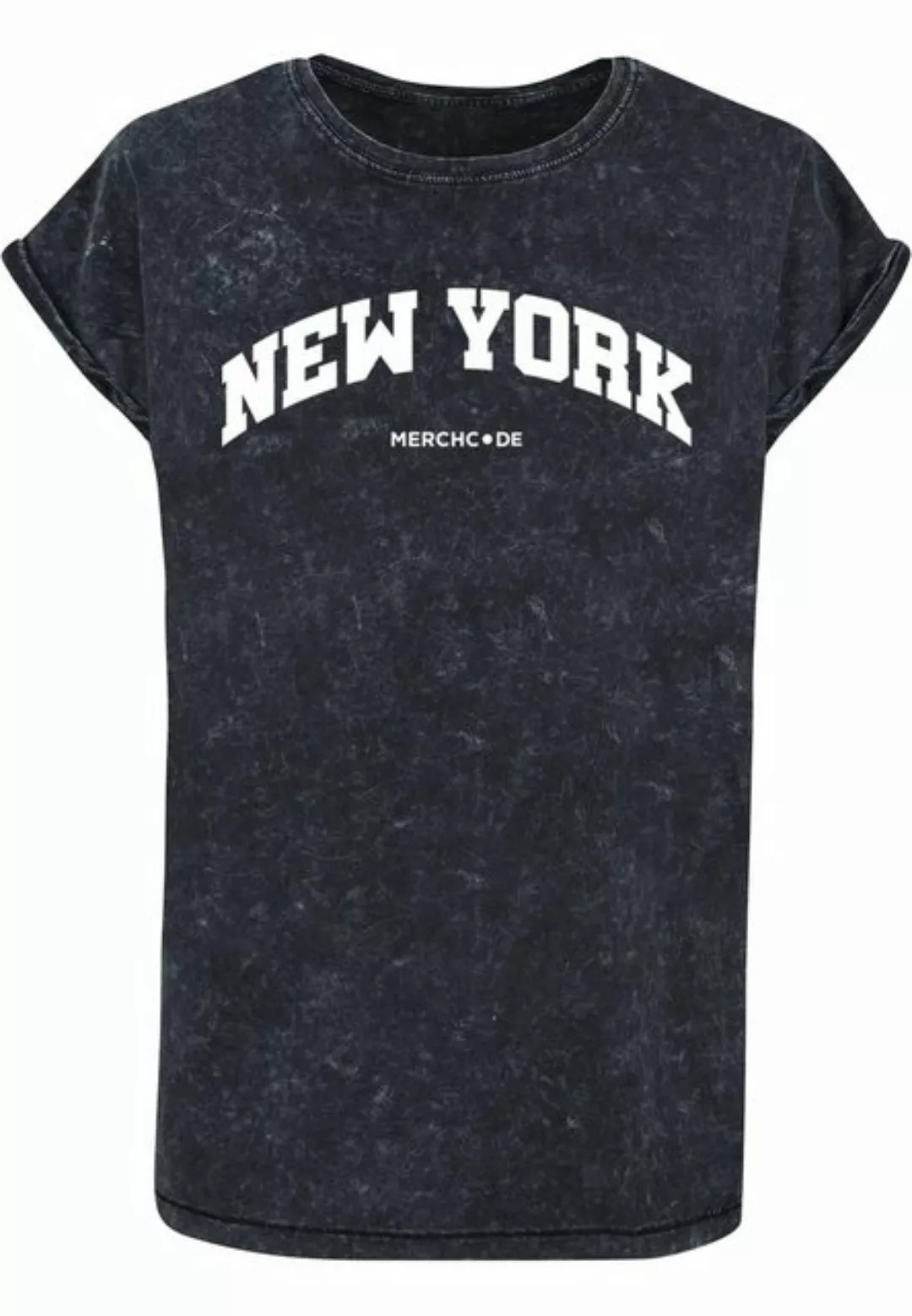 Merchcode T-Shirt Merchcode Damen Ladies New York Wording - Acid Washed T-S günstig online kaufen