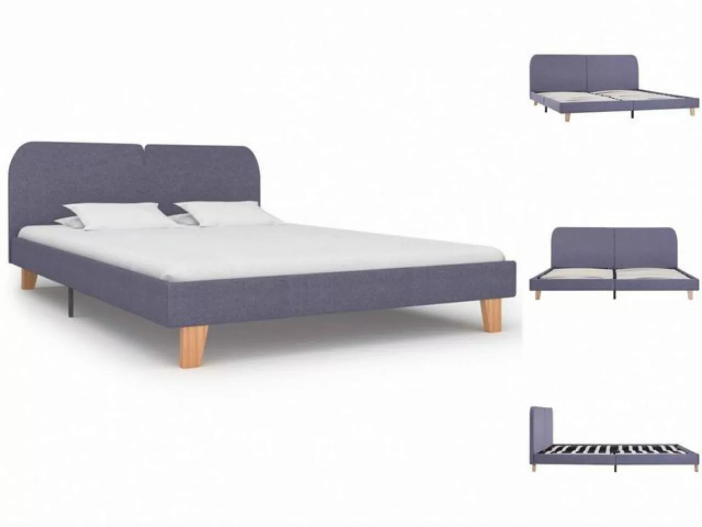 vidaXL Bettgestell Bettgestell Hellgrau Stoff 160x200 cm Doppelbett Bett Be günstig online kaufen