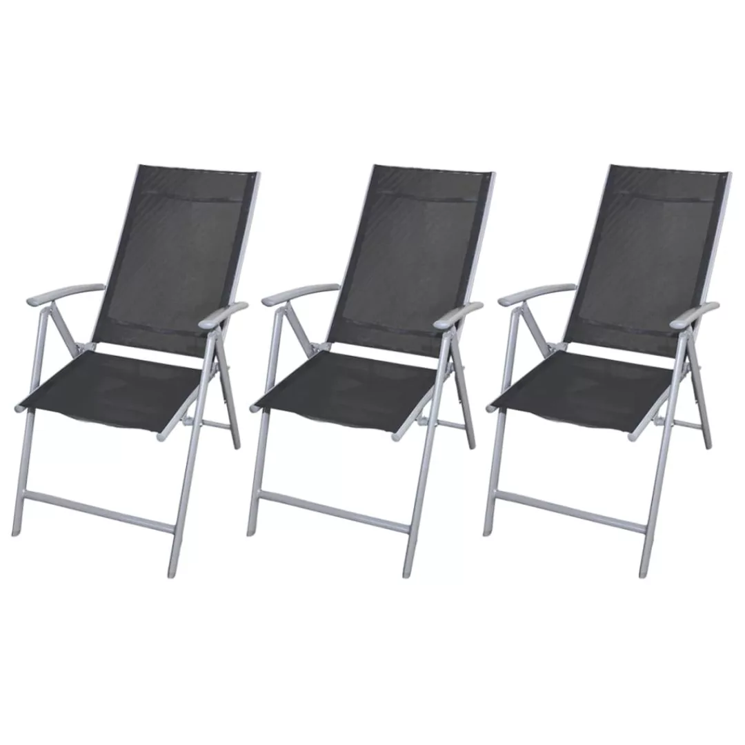 Klappbare Gartenstühle 3 Stk. Aluminium Schwarz günstig online kaufen