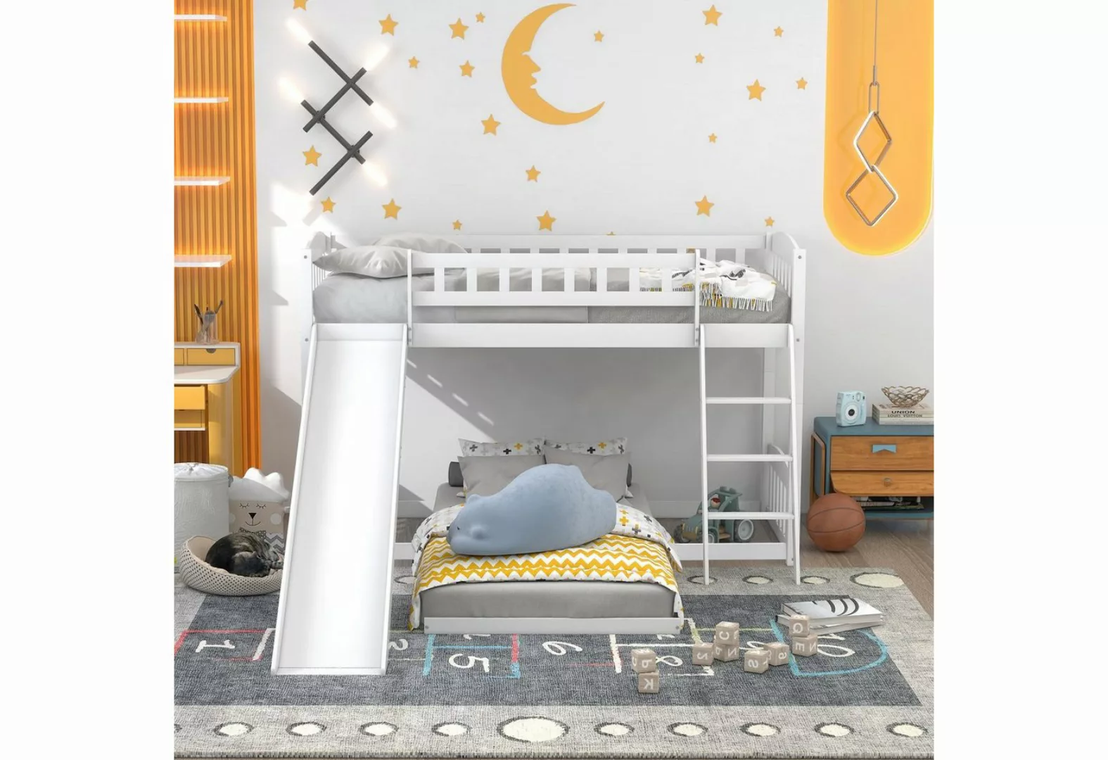 OKWISH Etagenbett Kinderbett, Bett mit Rutsche, 90 x 200 cm (mit Rutsche, M günstig online kaufen