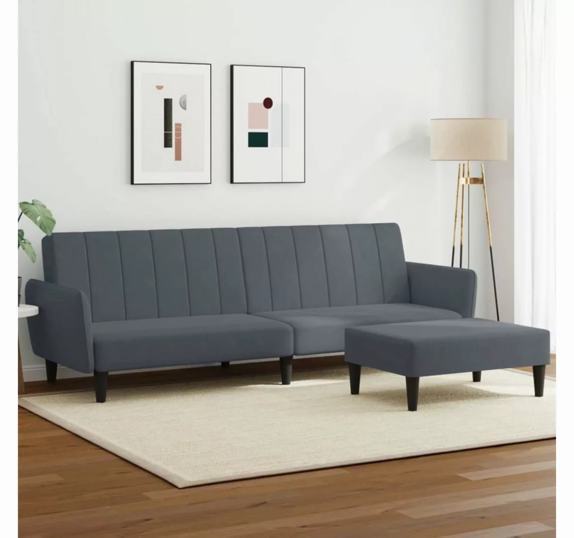 vidaXL Sofa Schlafsofa 2-Sitzer mit Fußhocker Stoff, Modell 4, Dunkelgrau günstig online kaufen