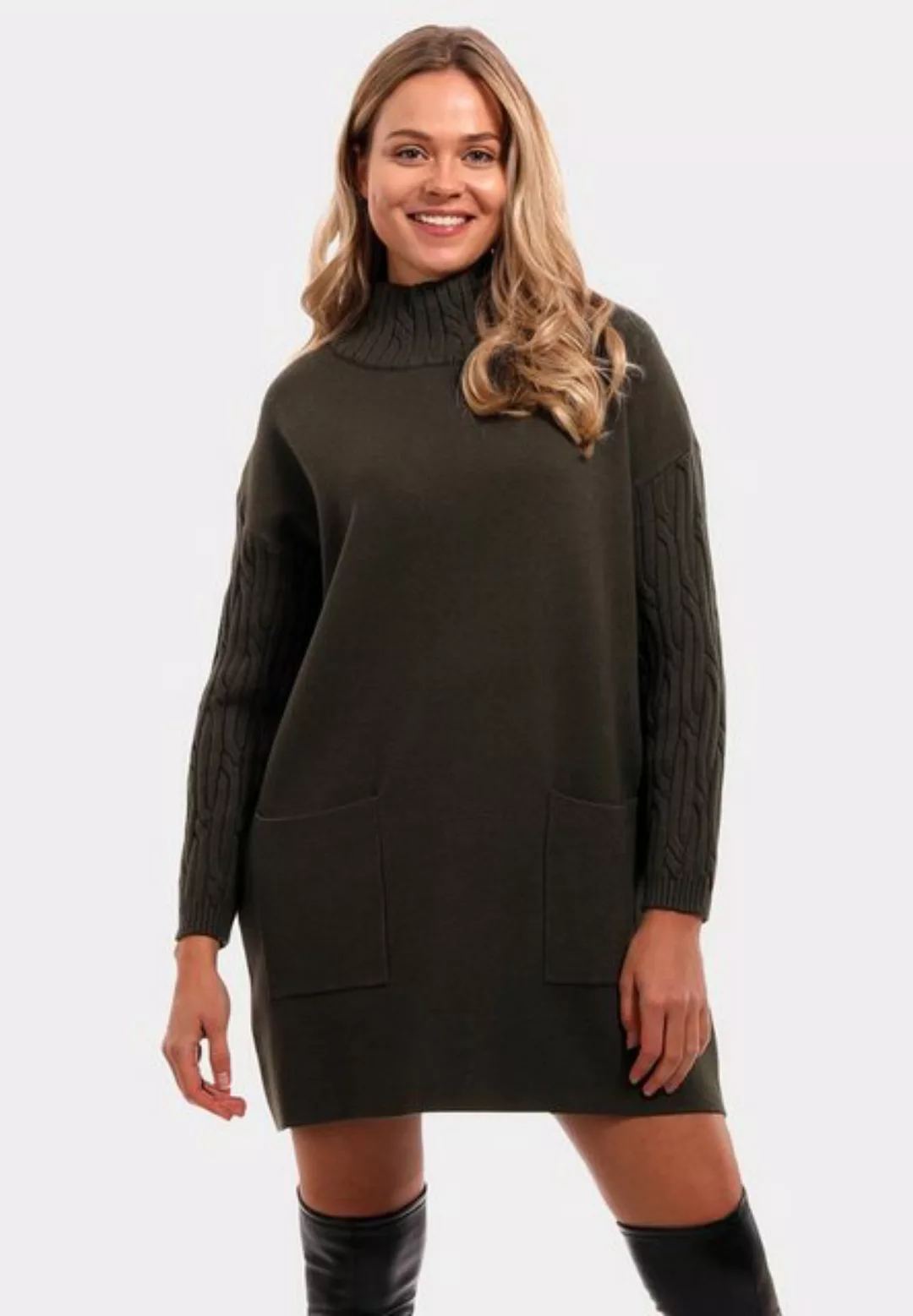 YC Fashion & Style Strickkleid Allrounder Long Pullover mit Stehkragen günstig online kaufen