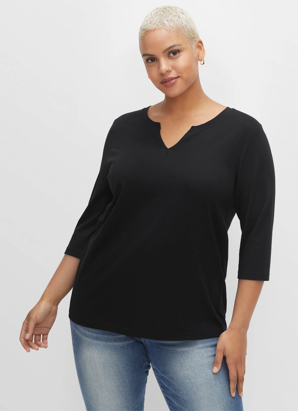 Sheego 3/4-Arm-Shirt "3/4-Arm-Shirt", (1 tlg.) günstig online kaufen