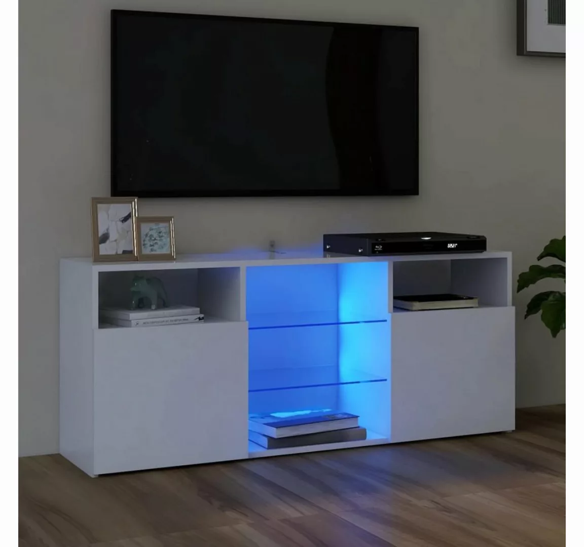 vidaXL TV-Schrank TV-Schrank mit LED Leuchten Weiß 120x30x50 cm Lowboard günstig online kaufen