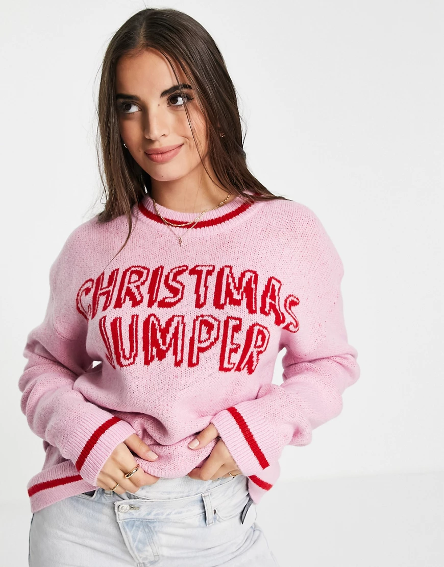 ASOS DESIGN – Weihnachtspullover-Rosa günstig online kaufen