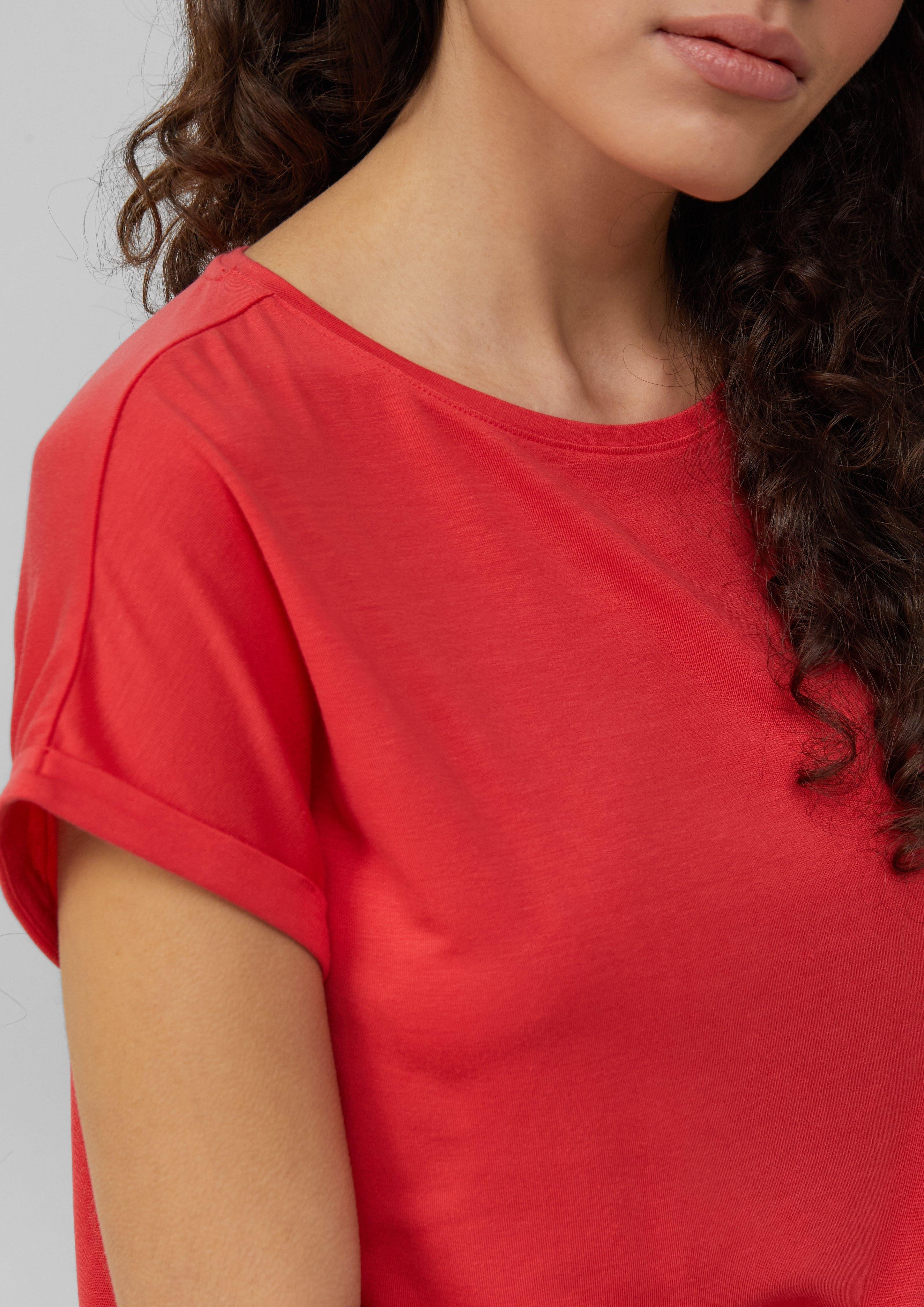 QS Kurzarmshirt Loose-Fit-Shirt im Lyocellmix günstig online kaufen