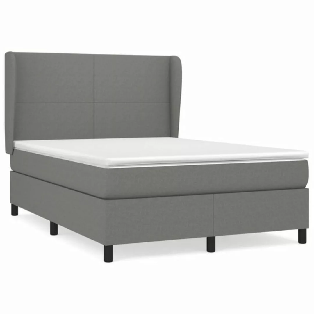 furnicato Bett Boxspringbett mit Matratze Dunkelgrau 140x190 cm Stoff günstig online kaufen