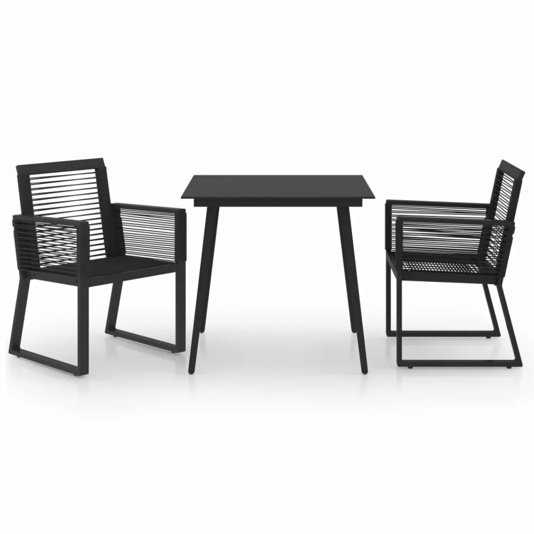 3-tlg. Garten-essgruppe Pvc Rattan Schwarz günstig online kaufen