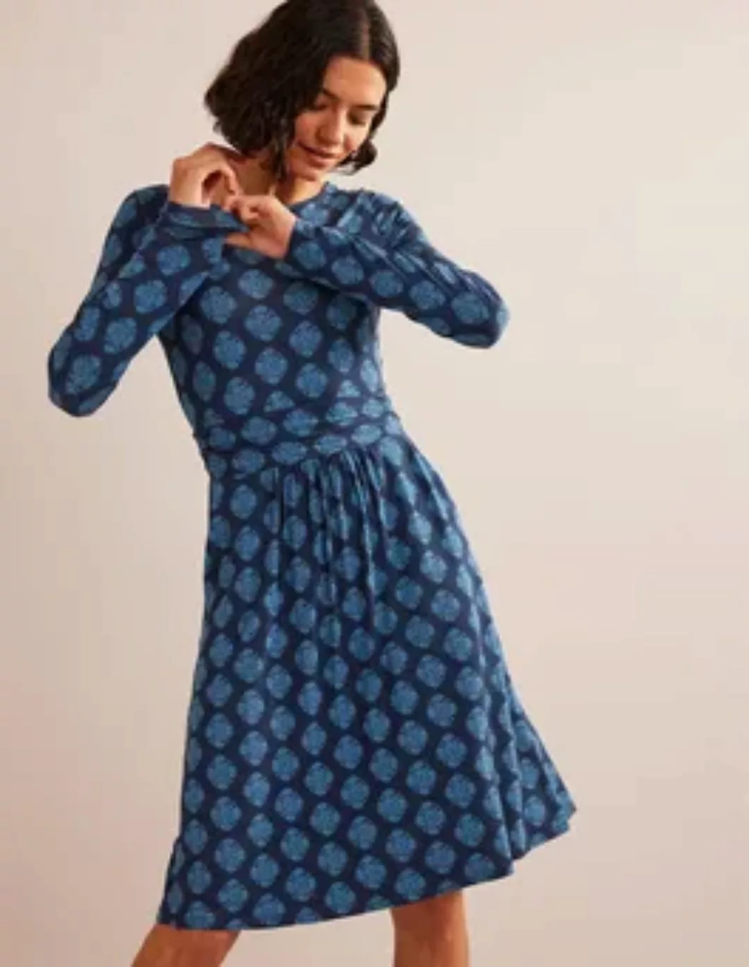 Abigail Jersey-Kleid Damen Boden, Französisches Marineblau, Mosaik günstig online kaufen