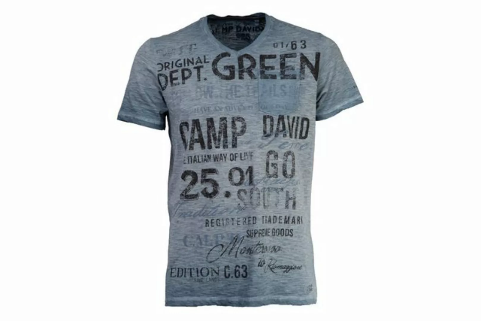 CAMP DAVID T-Shirt Camp David Streifenshirt mit V-Neck und Used Print günstig online kaufen