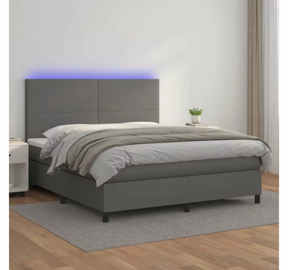 vidaXL Boxspringbett Boxspringbett mit Matratze & LED Kunstleder (160 x 200 günstig online kaufen