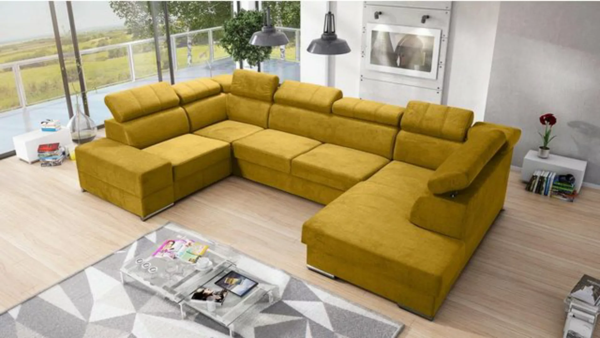 JVmoebel Ecksofa Beige U-Form Wohnlandschaft Ecksofa modernes Design Neu, M günstig online kaufen