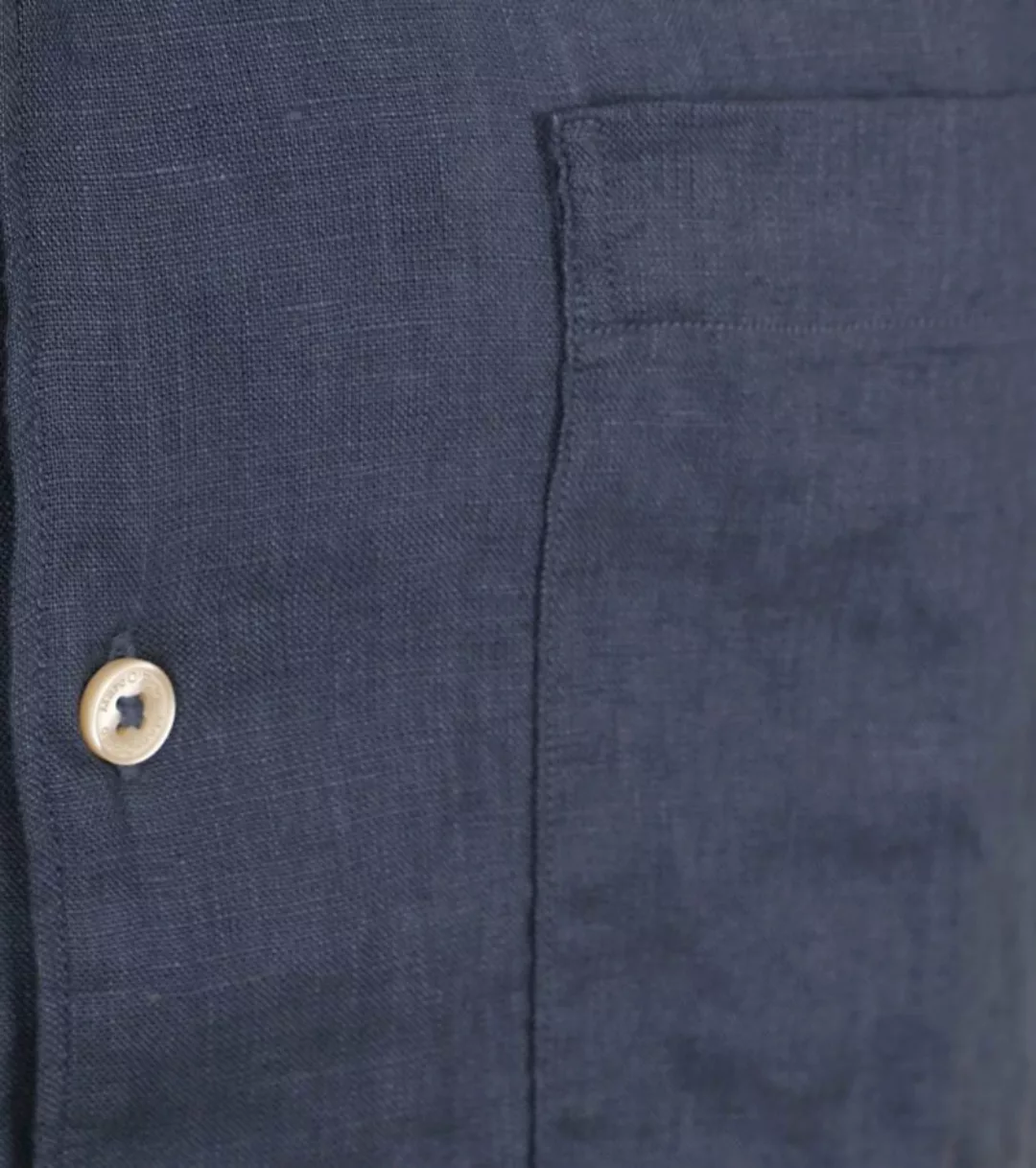 Marc O'Polo Hemd Short Sleeves Leinen Navy - Größe M günstig online kaufen