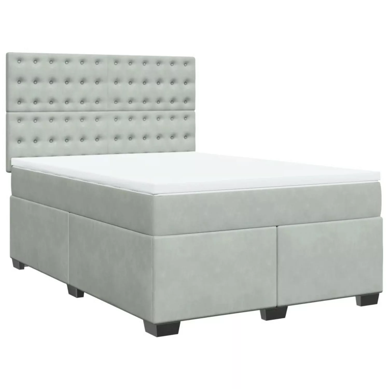 vidaXL Boxspringbett, Boxspringbett mit Matratze Hellgrau 160x200 cm Samt günstig online kaufen